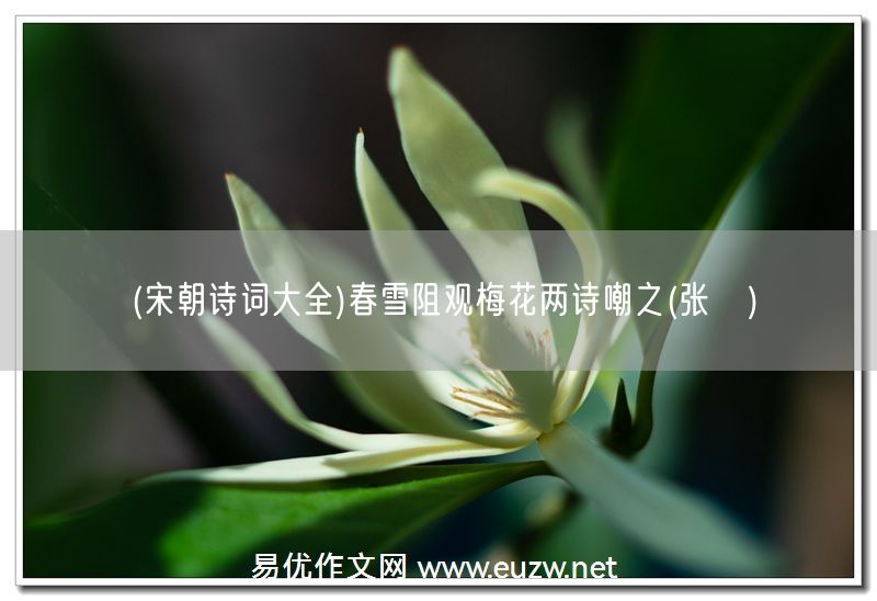 易優(yōu)作文網(wǎng)——(宋朝詩詞大全)春雪阻觀梅花兩詩嘲之(張镃)