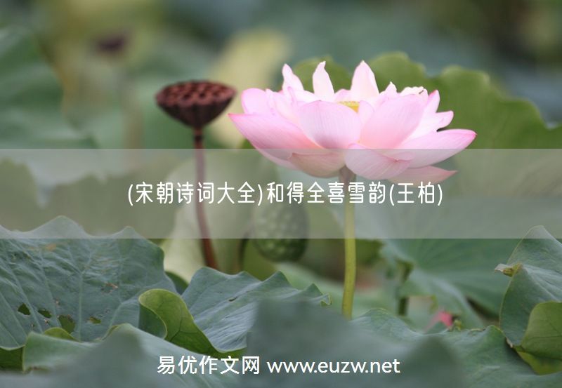 易優(yōu)作文網(wǎng)——(宋朝詩(shī)詞大全)和得全喜雪韻(王柏)