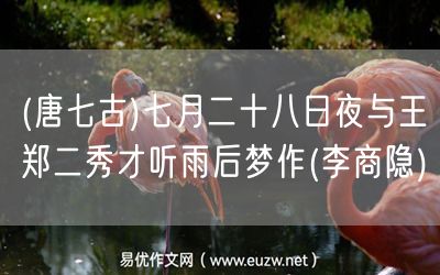 易優(yōu)作文網(wǎng)——(唐七古)七月二十八日夜與王鄭二秀才聽雨后夢作(李商隱)