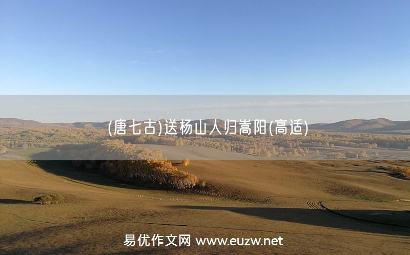 易優(yōu)作文網(wǎng)——(唐七古)送楊山人歸嵩陽(yáng)(高適)