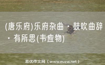 易優(yōu)作文網(wǎng)——(唐樂府)樂府雜曲·鼓吹曲辭·有所思(韋應(yīng)物)