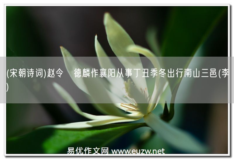 易優(yōu)作文網(wǎng)——(宋朝詩(shī)詞)趙令畤德麟作襄陽(yáng)從事丁丑季冬出行南山三邑(李廌)