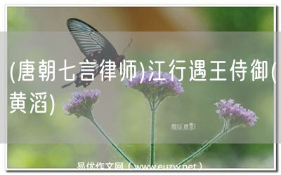 易優(yōu)作文網(wǎng)——(唐朝七言律師)江行遇王侍御(黃滔)