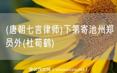 易優(yōu)作文網(wǎng)——(唐朝七言律師)下第寄池州鄭員外(杜荀鶴)