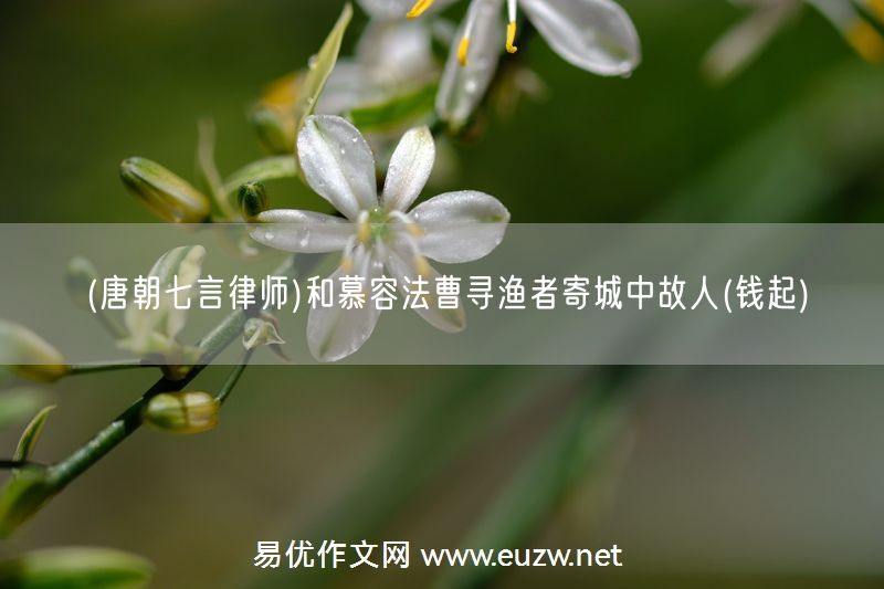 易優(yōu)作文網(wǎng)——(唐朝七言律師)和慕容法曹尋漁者寄城中故人(錢起)