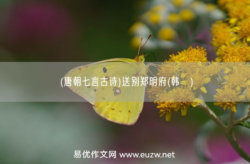易優(yōu)作文網(wǎng)——(唐朝七言古詩)送別鄭明府(韓翃)