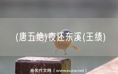 易優(yōu)作文網(wǎng)——(唐五絕)夜還東溪(王績(jī))