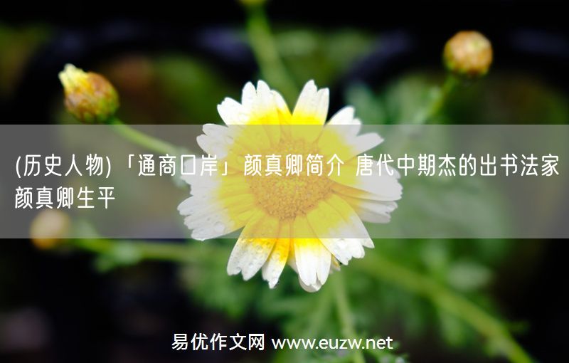 易優(yōu)作文網(wǎng)——(歷史人物)「通商口岸」顏真卿簡(jiǎn)介 唐代中期杰的出書法家顏真卿生平