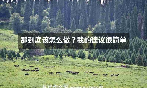 那到底該怎么做？我的建議很簡單